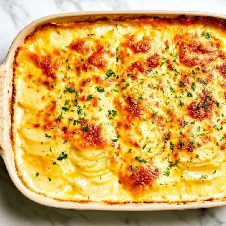 Easily prepared scalloped potatoes layered with creamy sauce