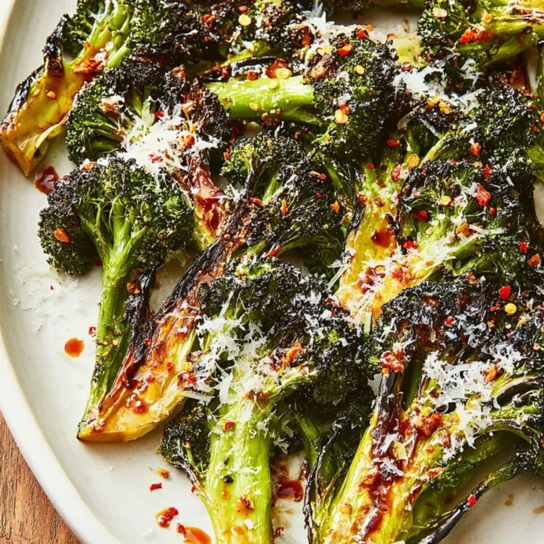 Delicious Garlic Parmesan Broccoli garnished with cheese and herbs
