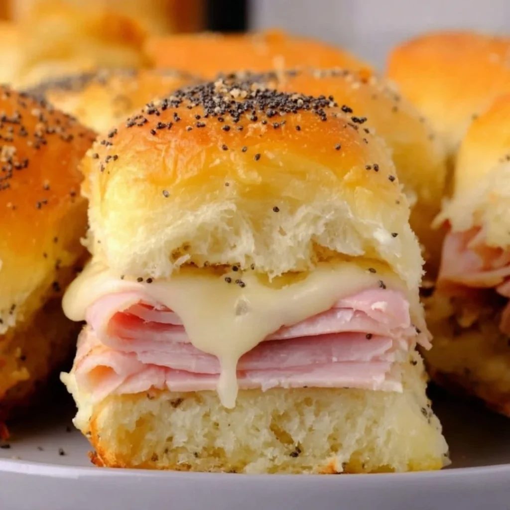 Delicious Ham and Havarti Cheese Sliders served on a platter