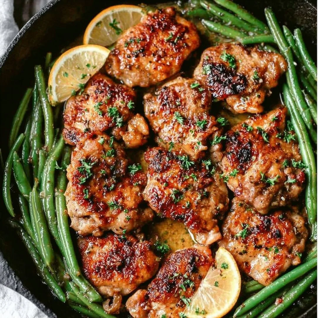 Lemon Garlic Butter Chicken Thighs served with herbs and spices