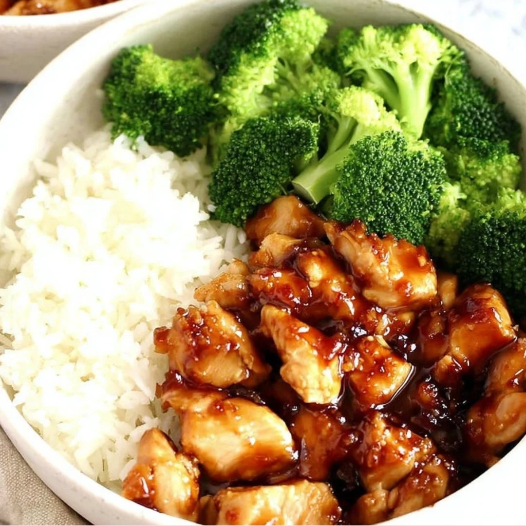 Quick and easy teriyaki chicken rice bowls with fresh vegetables.