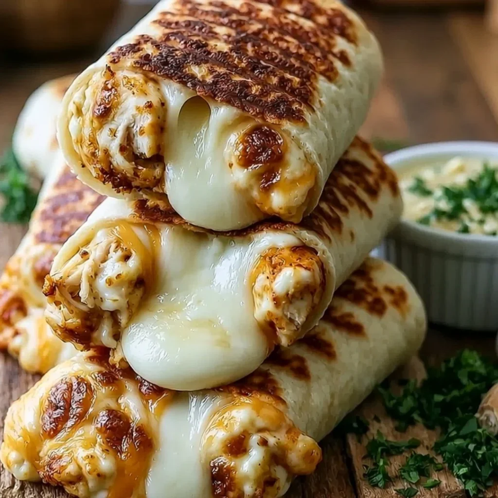 Low carb cheesy garlic chicken wraps served with fresh ingredients