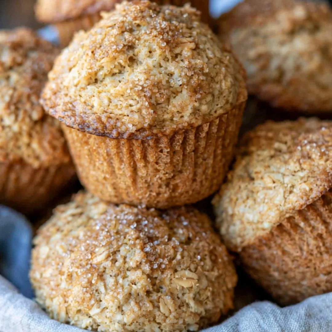 Delicious maple brown sugar oatmeal muffins fresh out of the oven